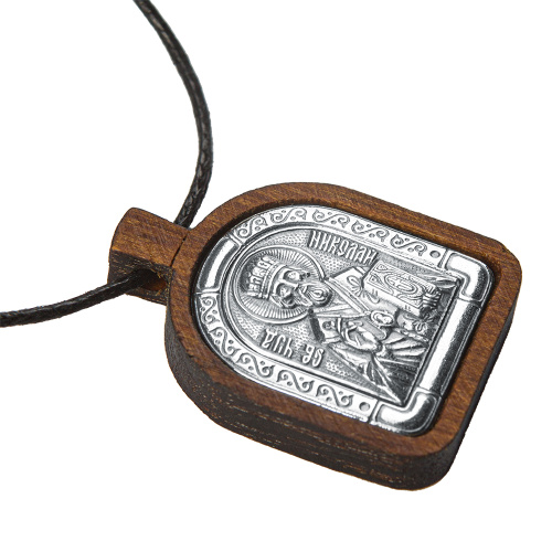 Образок деревянный с ликом святителя Николая Чудотворца из мельхиора в серебрении, 1,7х2,6 см фото 3 Образок деревянный с ликом святителя Николая Чудотворца из мельхиора в серебрении, 1,7х2,6 см фото 3