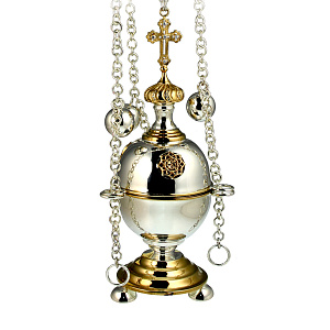 Кадило серебряное с позолотой и камнями (фианиты)