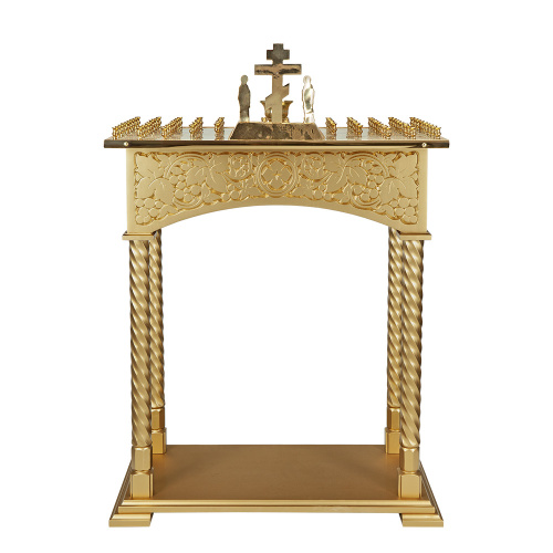 Панихидный стол на 70-100 свечей "Суздальский" позолоченный, колонны, резьба фото 4