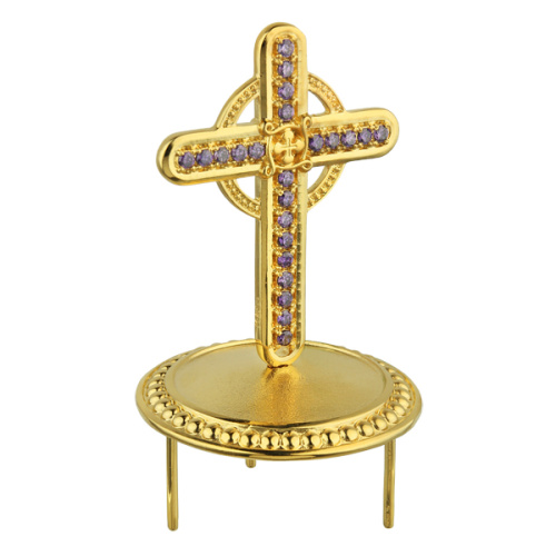 Крест на митру №8, из ювелирного сплава в позолоте с камнями фото 3 Крест на митру №8, из ювелирного сплава в позолоте с камнями фото 3