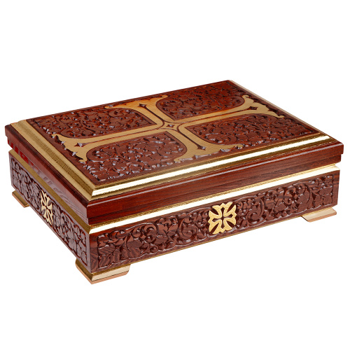 Ковчег для мощей "Суздальский", цвет "кипарис" с золотом (поталь), 40х30х13 см  фото 3