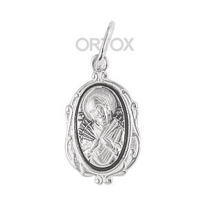 Образок серебряный с ликом Божией Матери "Семистрельная", штамп, частичное чернение (средний вес 0,97 г)