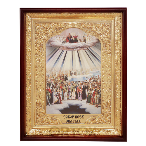 Икона большая храмовая Собора всех святых, прямая рама фото 2