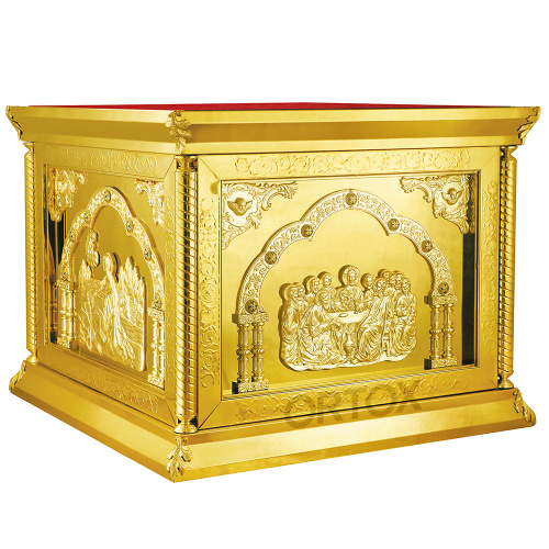 Облачение на престол "Золотые своды", чеканка, ткань, высота 105 см