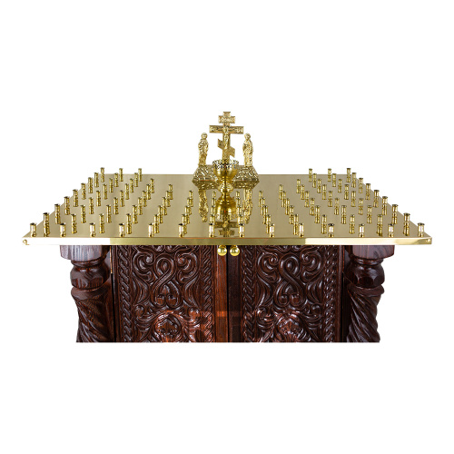 Панихидный стол на 100 свечей "Костромской", темный, 85х50 см, резьба фото 8