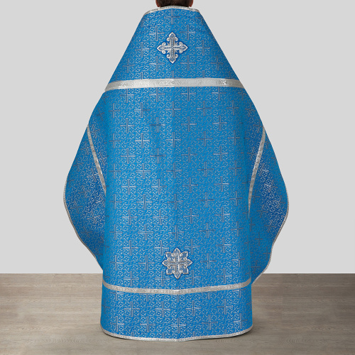 Иерейское облачение, парча "Афон", голубое с серебром фото 8