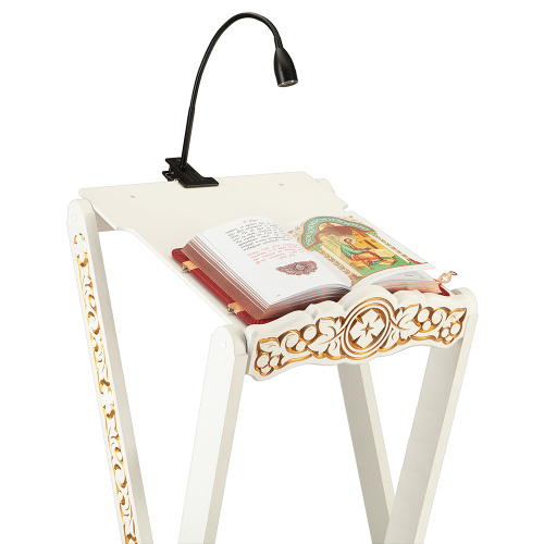 Аналой раскладной "Суздальский" белый с золотом (патина), высота 123 см фото 5