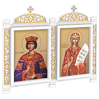 Киот настенный "Суздальский" белый с золотом (патина), два модуля