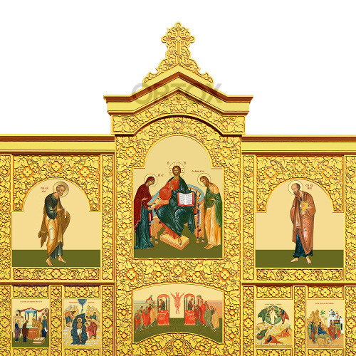 Иконостас "Суздальский" трехъярусный позолоченный, 608х483х25,4 см фото 8