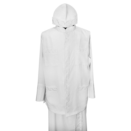 Комплект: подрясник, жилет, скуфья с вышивкой, белый мокрый шелк фото 2