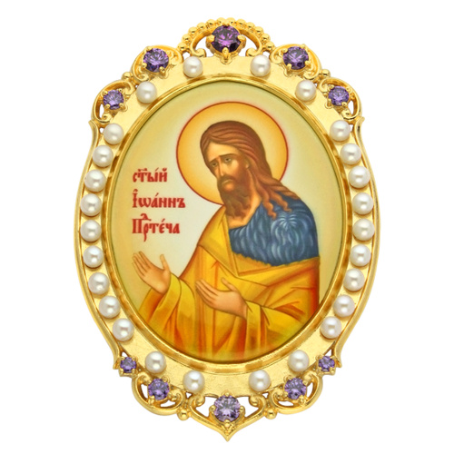 Накладки на митру (комплект из 4 штук) из ювелирного сплава в позолоте, с фианитами и искусственным жемчугом, №30 фото 6
