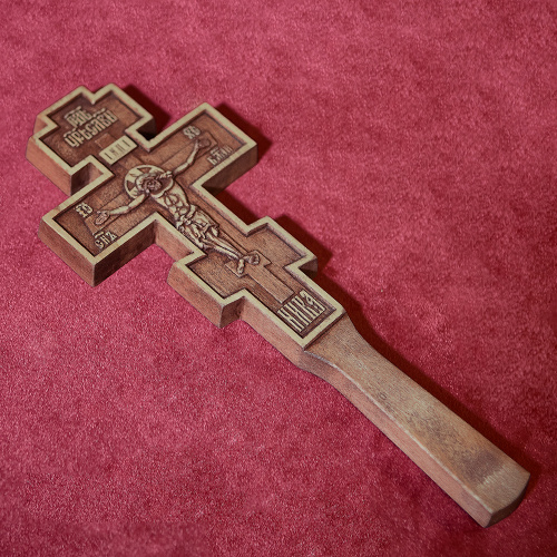 Крест требный деревянный прямоугольный резной, 10,5х27,5 см фото 7