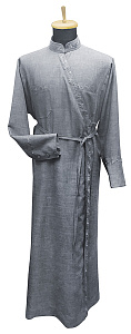 Подрясник греческий мужской средне-серый, меланж, с вышивкой (кулиска сзади)