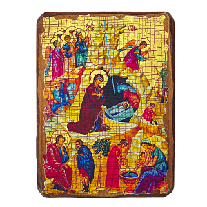 Икона Рождества Христова, под старину (12х17 см)