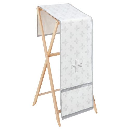 Накидка на аналой перекидная, шелк "Святительский", белая с серебром, 45,5х200 см