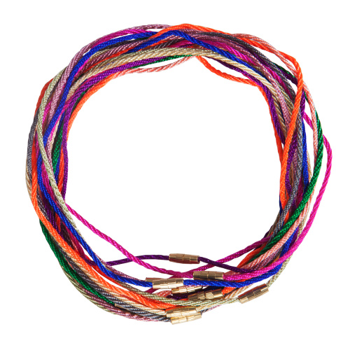 Гайтан греческий шелковый тонкий, микс (замок закрутка), 60 см (упаковка 100 шт.) фото 2