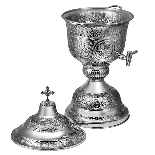 Водосвятный бак на 8 л, с краном, латунь, никелирование, 39х70 см фото 2 Водосвятный бак на 8 л, с краном, латунь, никелирование, 39х70 см фото 2