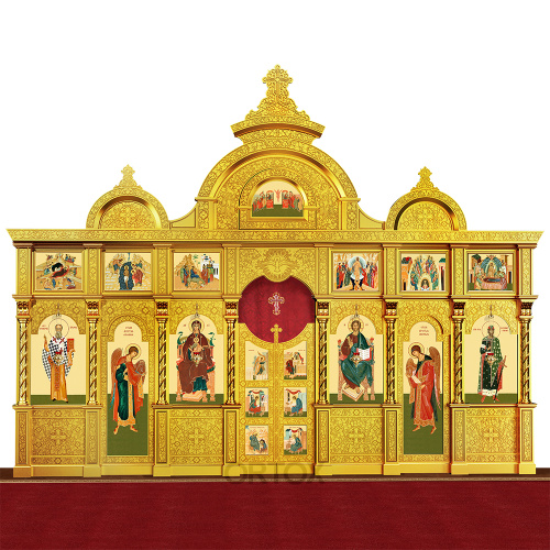 Иконостас "Владимирский" двухъярусный позолоченный, 690х528х40 см фото 3