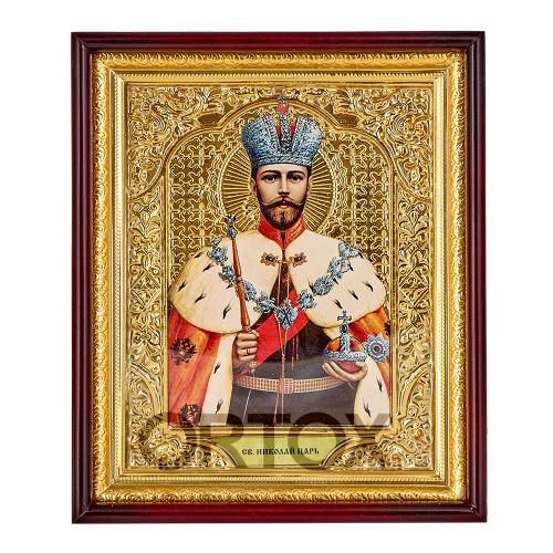 Икона большая храмовая Николая, императора Российского, благоверного царя, страстотерпеца, прямая рама