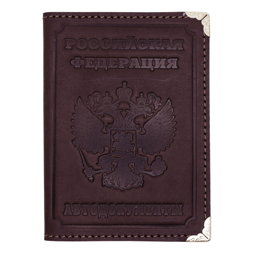 Обложка для водительского удостоверения, с тиснением, с пластиковыми карманами, металлическими уголк фото 2