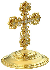 Крест на митру латунный с позолотой (фианиты)