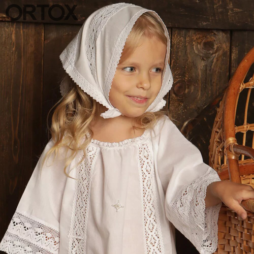 Комплект для крещения "Василиса" белый: рубашка и пеленка, хлопок, размер в ассортименте фото 5