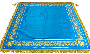 Пелена на престол голубая вышитая, парча (140х140 см)
