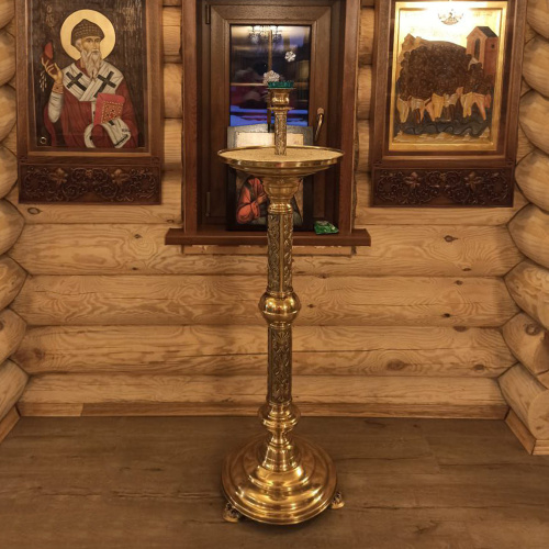 Подсвечник напольный песковой, с подлампадником, латунь, высота 150 см фото 5 Подсвечник напольный песковой, с подлампадником, латунь, высота 150 см фото 5