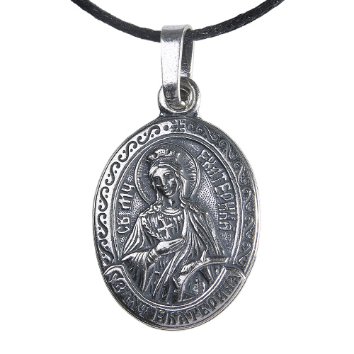 Образок мельхиоровый с ликом великомученицы Екатерины Александрийской, серебрение