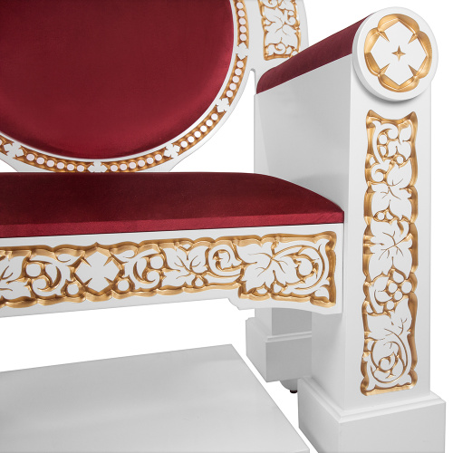 Архиерейский трон "Владимирский" белый с золотом (патина), 104х70х149 см фото 7