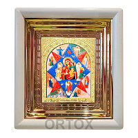 Икона Божией Матери "Неопалимая Купина", 18х20 см, белый деревянный киот