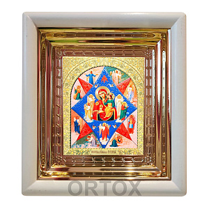 Икона Божией Матери "Неопалимая Купина", 18х20 см, белый деревянный киот (белый киот)