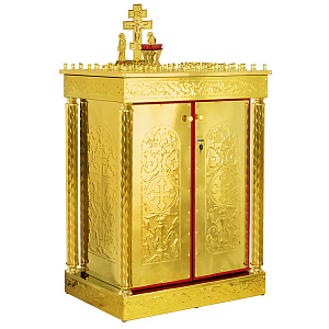 Панихидный стол на 70 свечей "Иерусалимский", колонны, чеканка, 70х50х115 см (с дверками и замком)