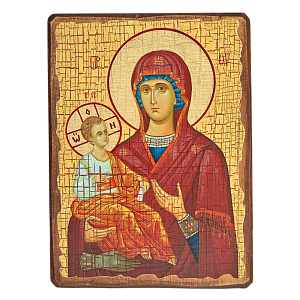 Икона Божией Матери "Троеручица", под старину  (17х23 см)