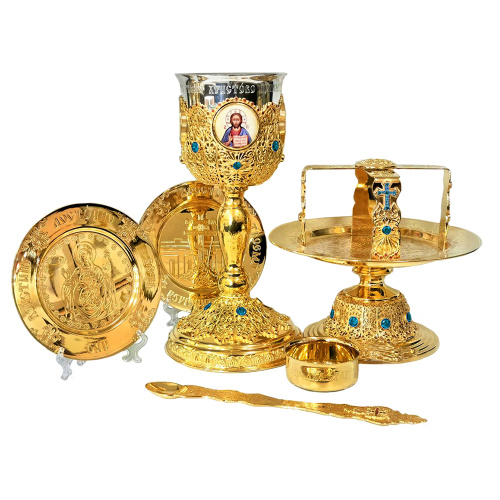 Евхаристический набор из 7 предметов на 0,5 л, комбинированный, фианиты фото 2