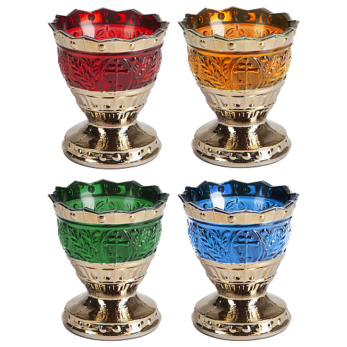 Лампада стеклянная "Лилия" узорчатая с золотистым покрытием, высота 8,5 см