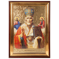 Икона большая храмовая святителя Николая Чудотворца, прямая рама, 60х80 см, У 8-0134