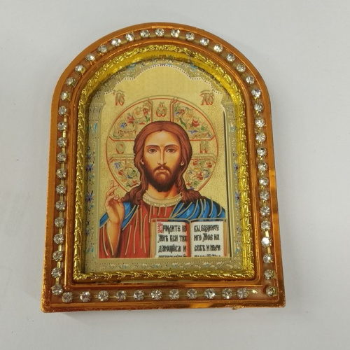 Икона настольная Спасителя "Господь Вседержитель", пластиковая рамка, 6,4х8,6 см, У-0838 фото 6