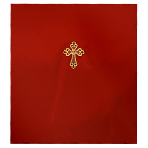 Катапетасма с вышитым крестом, креп-сатин, 140х320 см (красный)