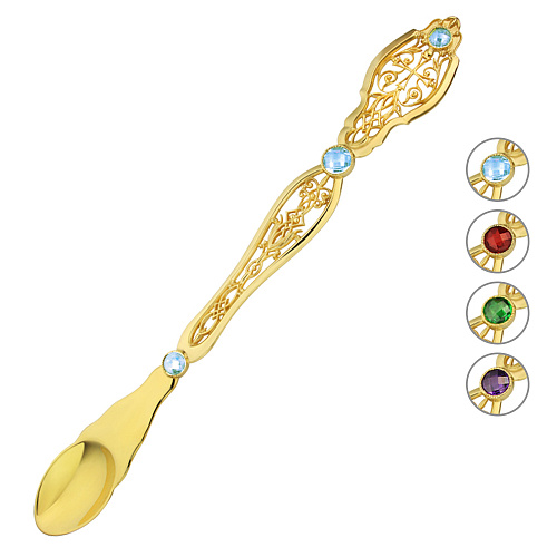 Лжица из ювелирного сплава в позолоте, фианиты, длина 23 см