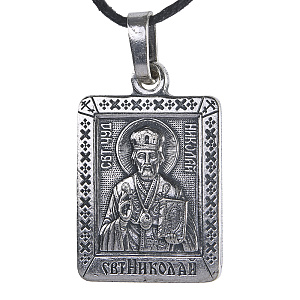 Образок мельхиоровый с ликом святителя Николая Чудотворца, серебрение (средний вес 5 г)