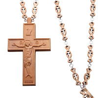 Крест наперсный деревянный резной, с цепью, средний, 7х11,5 см