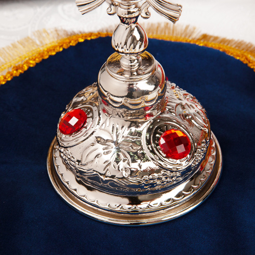 Лампада напрестольная, цинковый сплав, цвет "под серебро", красные камни, 11,5х23 см фото 3