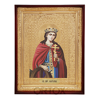 Икона большая храмовая великомученицы Екатерины Александрийской, прямая рама