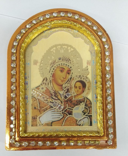 Икона настольная Божией Матери "Иерусалимская", пластиковая рамка, 6,4х8,6 см, У-0844 фото 5