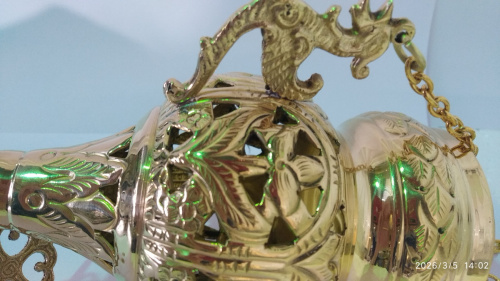 Лампада подвесная, латунь, 11х17 см, №3, У 13-0147 фото 4