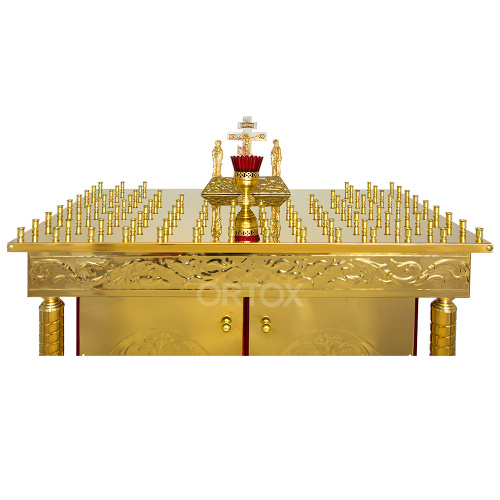 Панихидный стол на 100 свечей "Иерусалимский", колонны, чеканка, 85х50х93 см фото 7