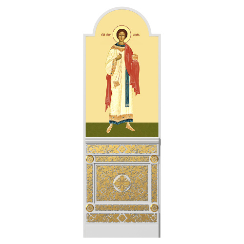 Диаконская дверь для "Романовского" иконостаса белая с золотом (поталь), 220х70х10 см фото 2