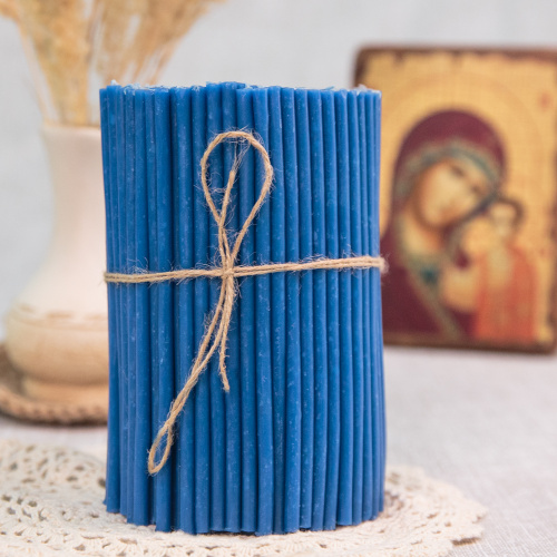 Свечи церковные воскосодержащие синие, 1 кг фото 2