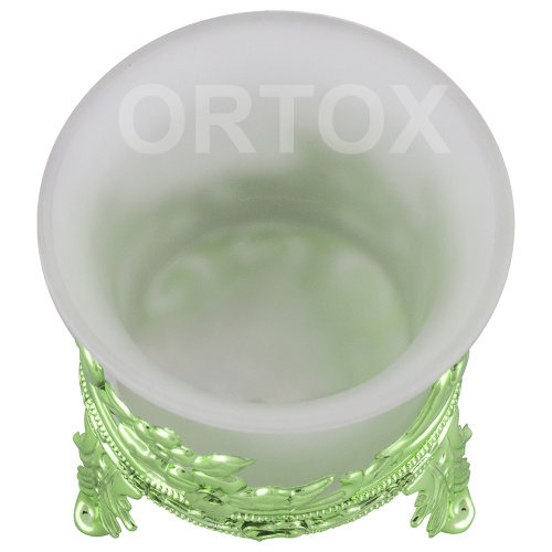 Лампада настольная зеленая узорная, со стаканчиком из матового стекла, 6х7 см фото 2